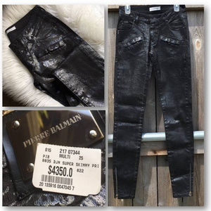 NWT Pierre Balmain Black Moto Pants